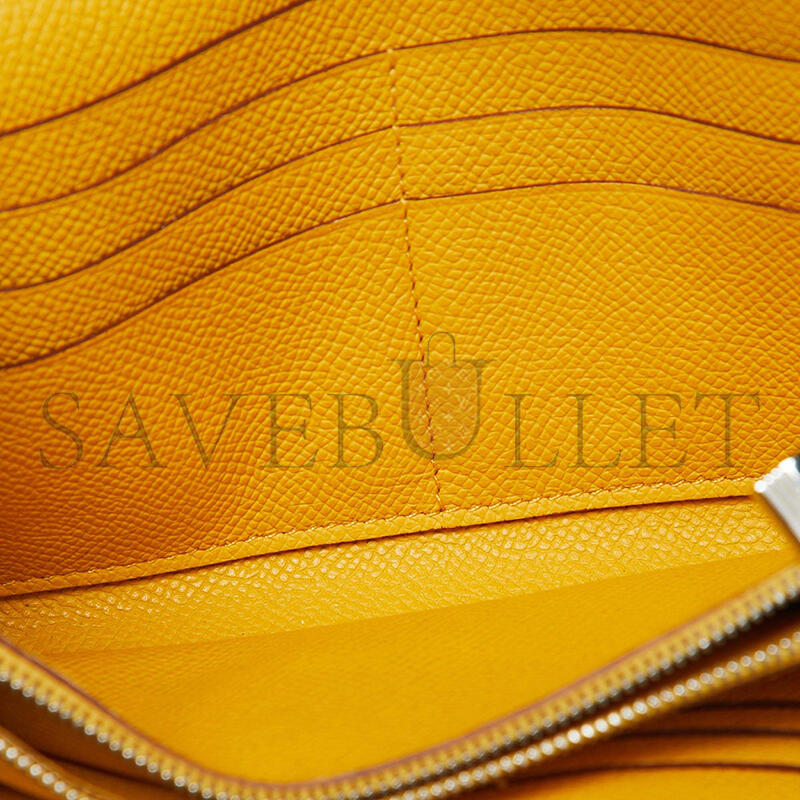 H**me5 jaune epsom leather kelly longue wallet palladium hardware (20*12*2cm)